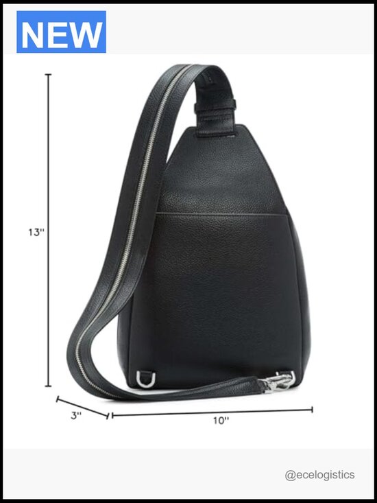Vegan Leather Convertible Sling Backpack, 2 Pockets, Zip Closure main image 6